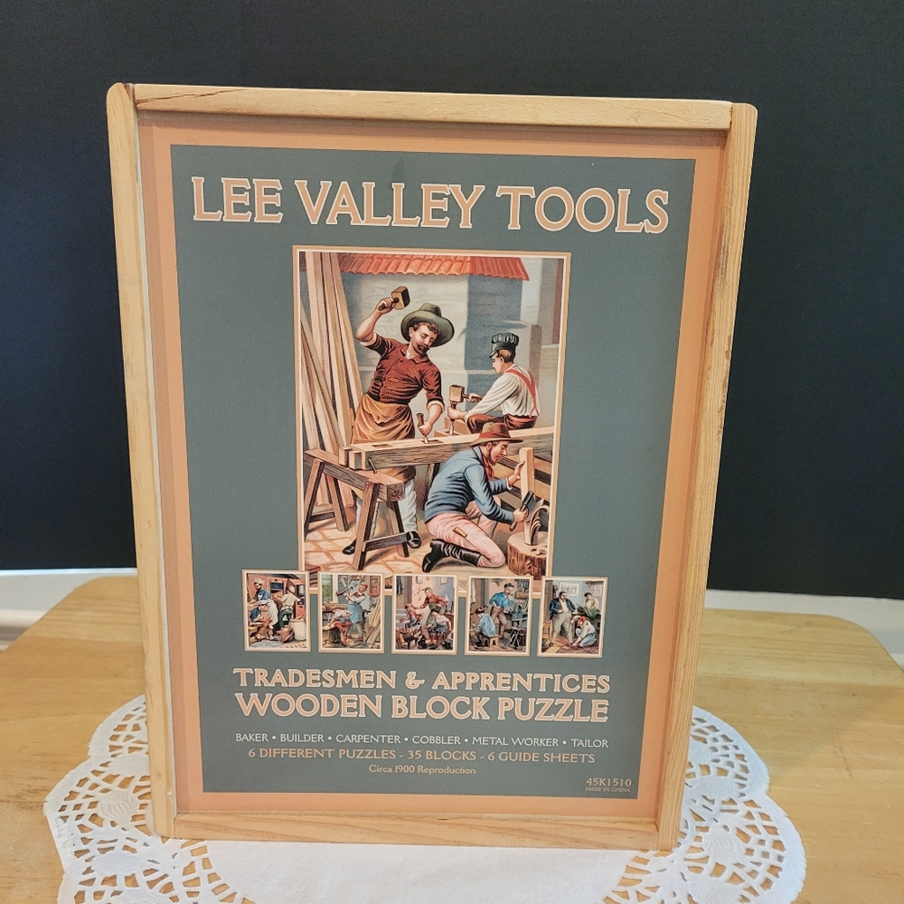 Tradesman Apprentices Wooden Block Puzzle - Lee Valley Tools - In Wood Box